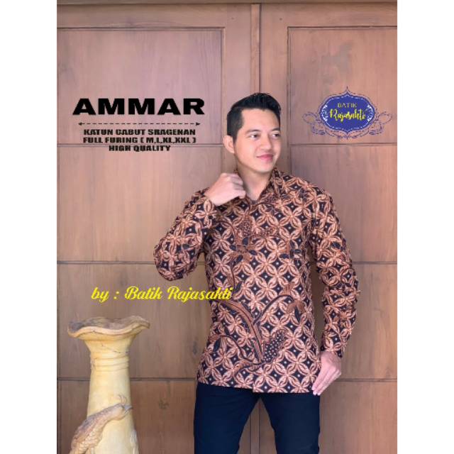 Batik Solo AMMAR COKLAT Asli Katun Cabut Sragenan Full Furing Murah