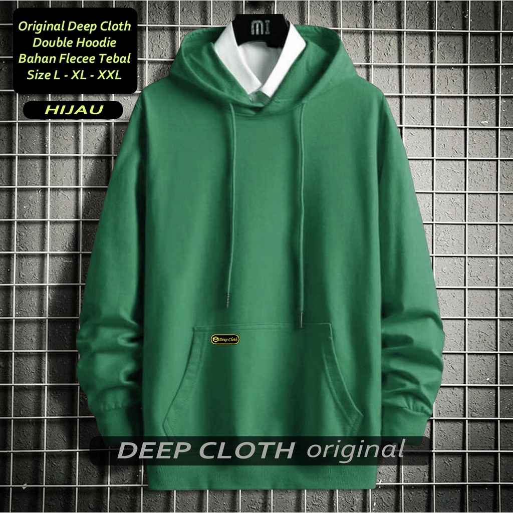 Sweater Hoodie DEEP CLOTH Polos Flecee Tebal Pria Fullover Premium Distro