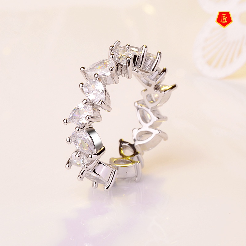 [Ready Stock]Women's Full Diamond Exquisite Luxury Colored Gems Ring