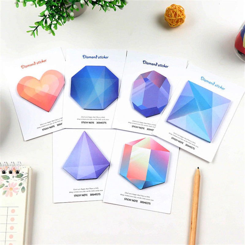 

INDORETAIL | 6 Pcs Kreatif Gradien Warna Bentuk Diamond Scrapbooking Stiker Lengket Catatan Indeks
