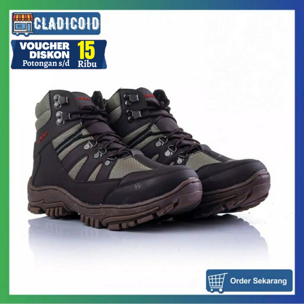 Sepatu Safety Boots Pria Ujung Besi Outdoor, Proyek, Kerja Lapangan, Touring, Hiking, Hitam, Coklat