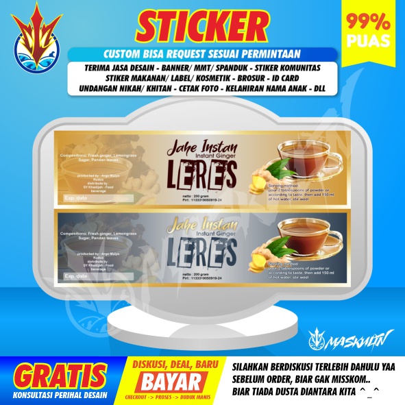

Stiker Label Usaha / Stiker Kemasan / Stiker Produk Snack & Cookies Custom Design
