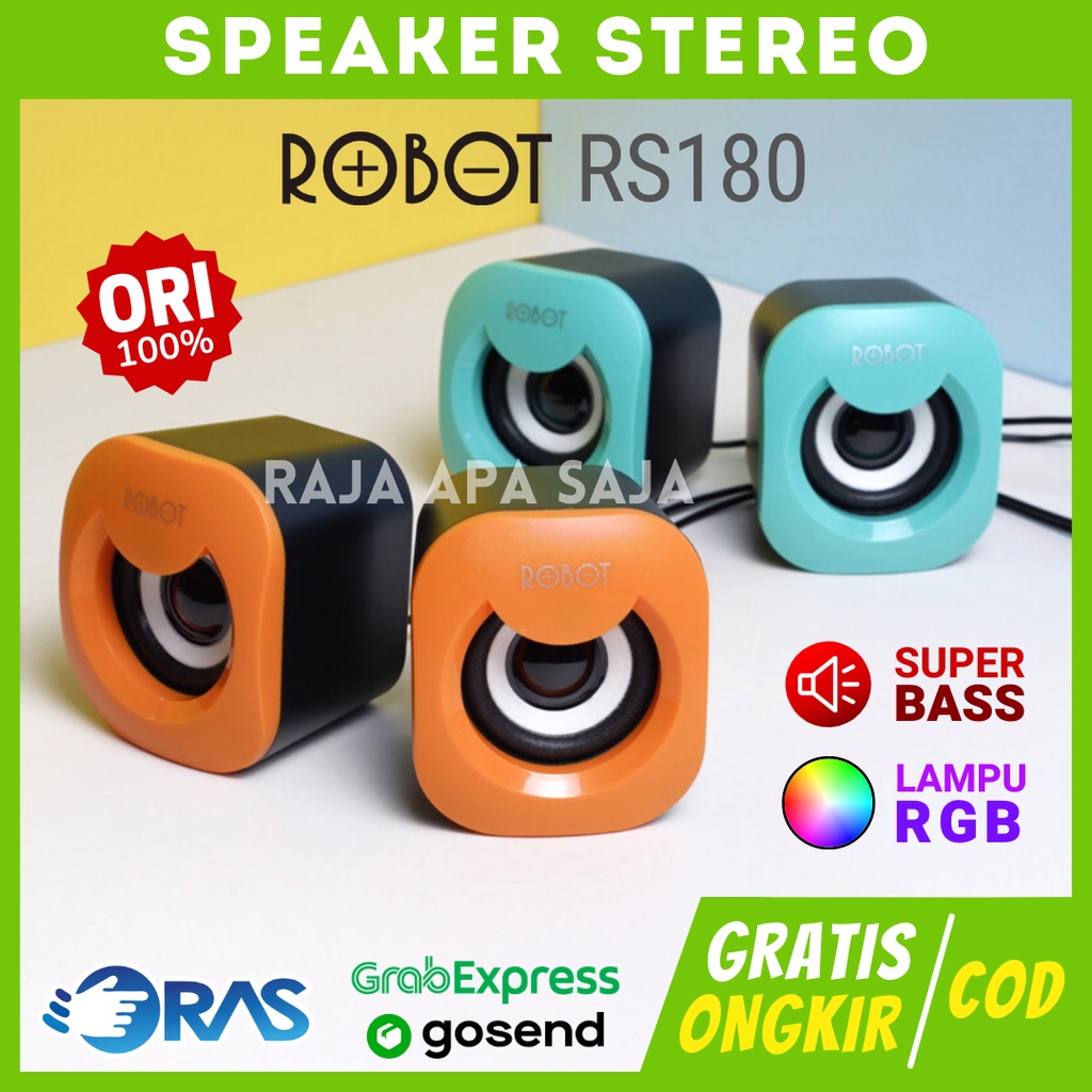 Speaker Robot Full Bass Stereo RGB USB Untuk Komputer PC Laptop TV Salon Aktif Audio RS180