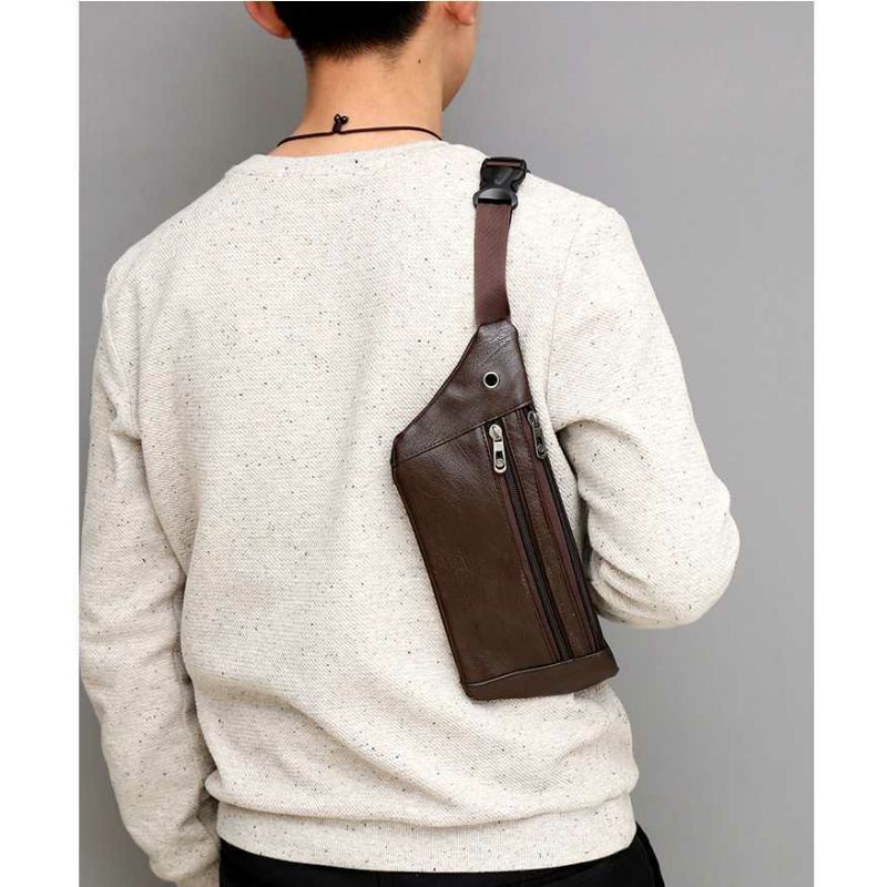 Tas Pinggang Waistbag Pria Bahan Kulit Asli Original Rhodey