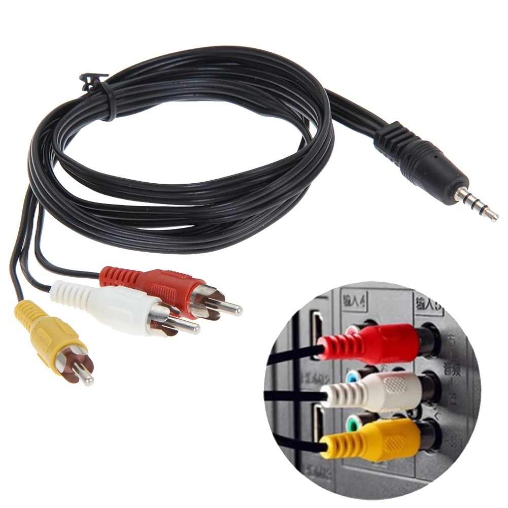 Kabel Adapter Splitter Audio 3 RCA Male 3.5mm Ke 3 RCA Male Panjang 1m Untuk Speaker / DVD / TV