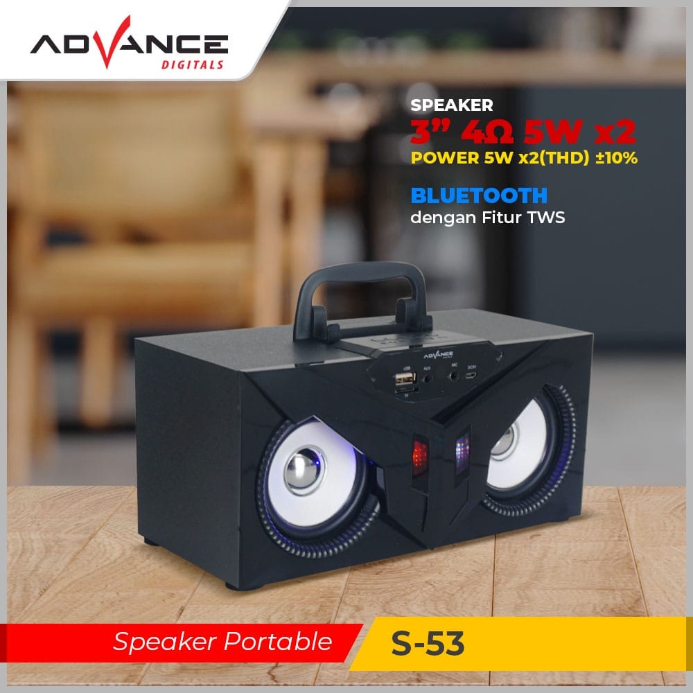 Advance Speaker Bluetooth Portable + Mic S53