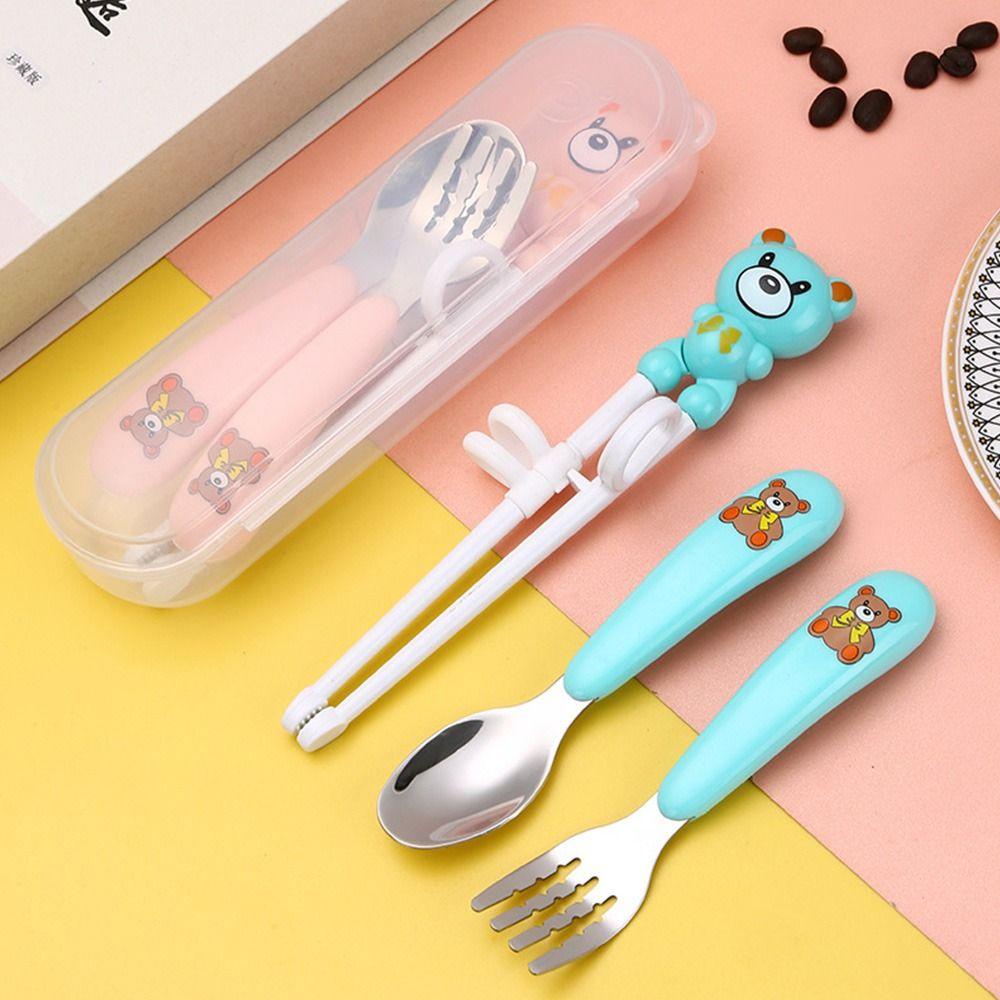 Solighter Set Peralatan Makan Anak Lucu Reusable Food Eat Training Belajar Sumpit