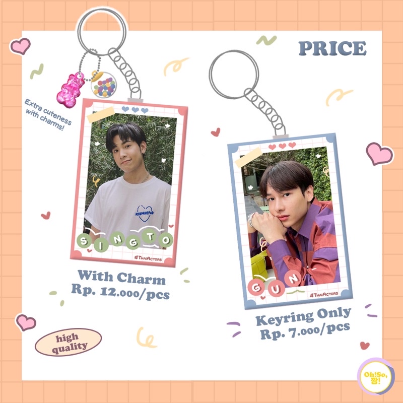 THAILAND ACTOR ACTRESS KEYRING VOL.2 SPECIAL EDITION ADDITION  GUN TON TAWAN SINGTO GANTUNGAN KUNCI CHARM KEYCHAIN