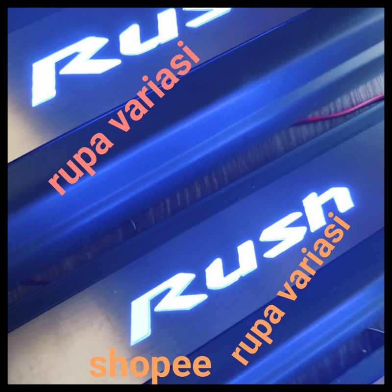 sill plate silplate samping pintu mobil toyota all new rush 2018 2019 2020 2021 2022 lampu led biru