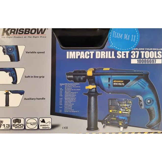 Segera beli Mesin Bor Listrik Beton Impact Drill Set ORIGINAL Krisbow 37 pcs Tools Stok Terbatas