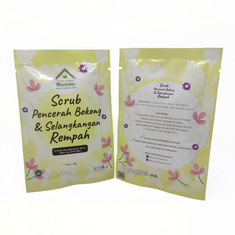 Scrub Pencerah Bokong dan Selangkangan Rempah SACHET (Kemasan Baru) - Rumah Rempah Manisha Solo