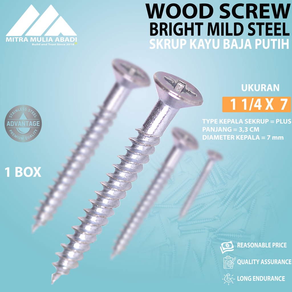 Sekrup Kayu CHW 1-1/4 inch x 7 / Skrup Wood Screw (A167)