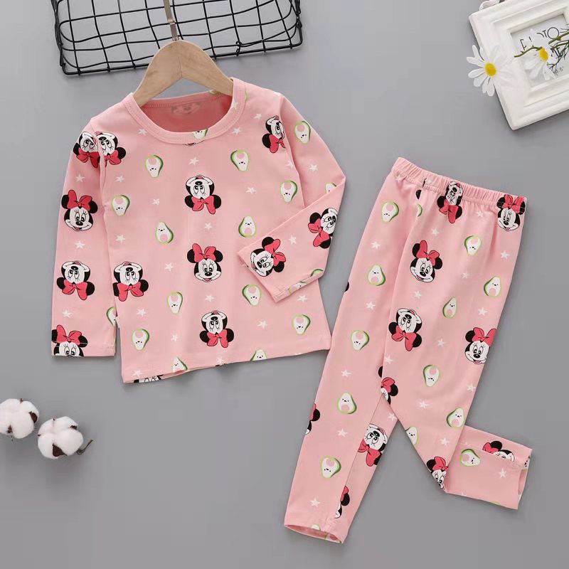 Baju Tidur anak cewek lengan panjang bahan cotton import 1-4 tahun import Piyama anak perempuan-4