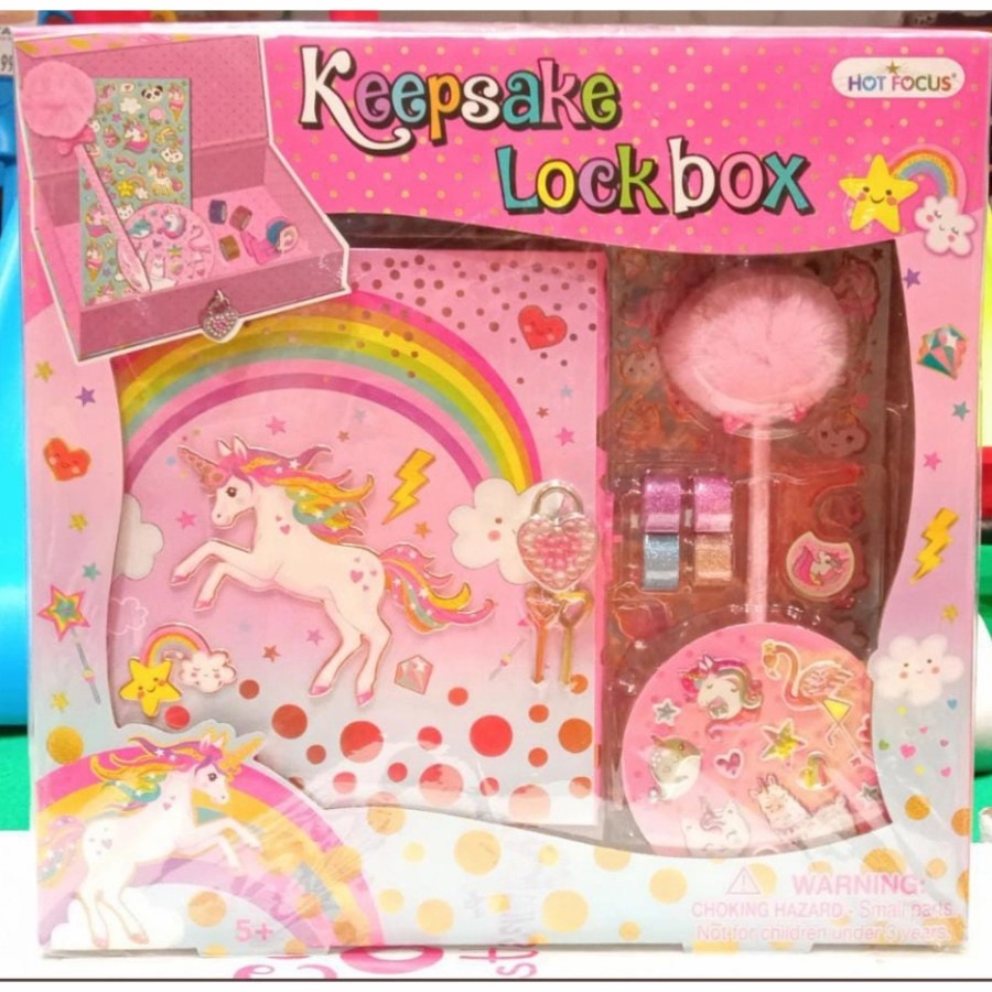 

sale mainan: Hot Focus Keep Sake Lock Box Unicorn Original Stationary Set