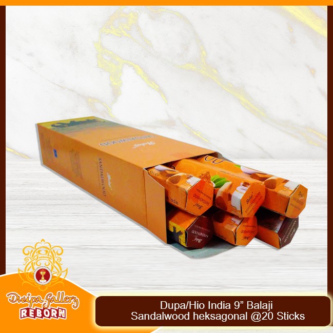 Dupa/Hio Wangi india 9&quot; Balaji Sandalwood heksagonal @20 sticks (6pcs/box)