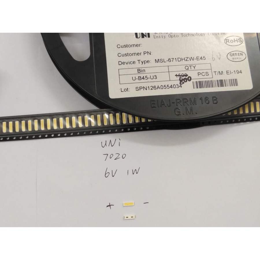 Lampu LED Diode Backlight TV 7020 SMD 6V Putih Cold White Back light
