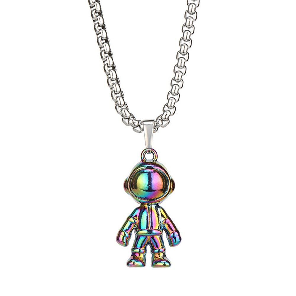 【COD Tangding】Street Color Astronaut Necklace Lovers Astronaut Clavicle Chain Hip Hop Hoodie Pendant Chain