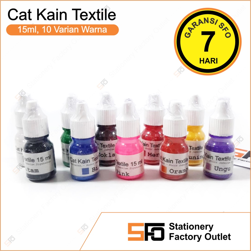 

Cat Textile 15ml - Satuan untuk Kain, Kaos, Sepatu, Jeans, Jaket, Jilbab