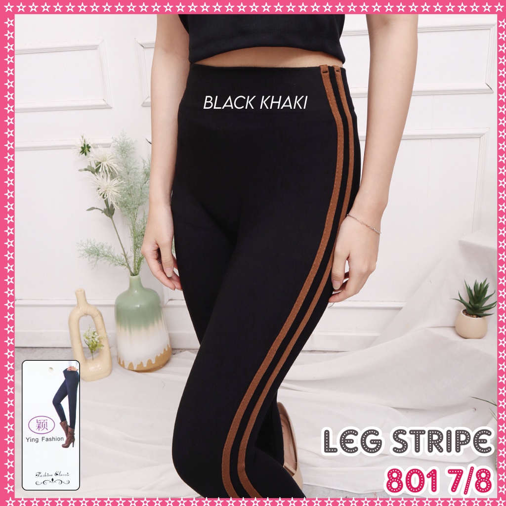 Legging Lis Pendek Wanita / Legging List Pendek import wanita / legging fashion wanita-801 7/8 - BLK KHAKI