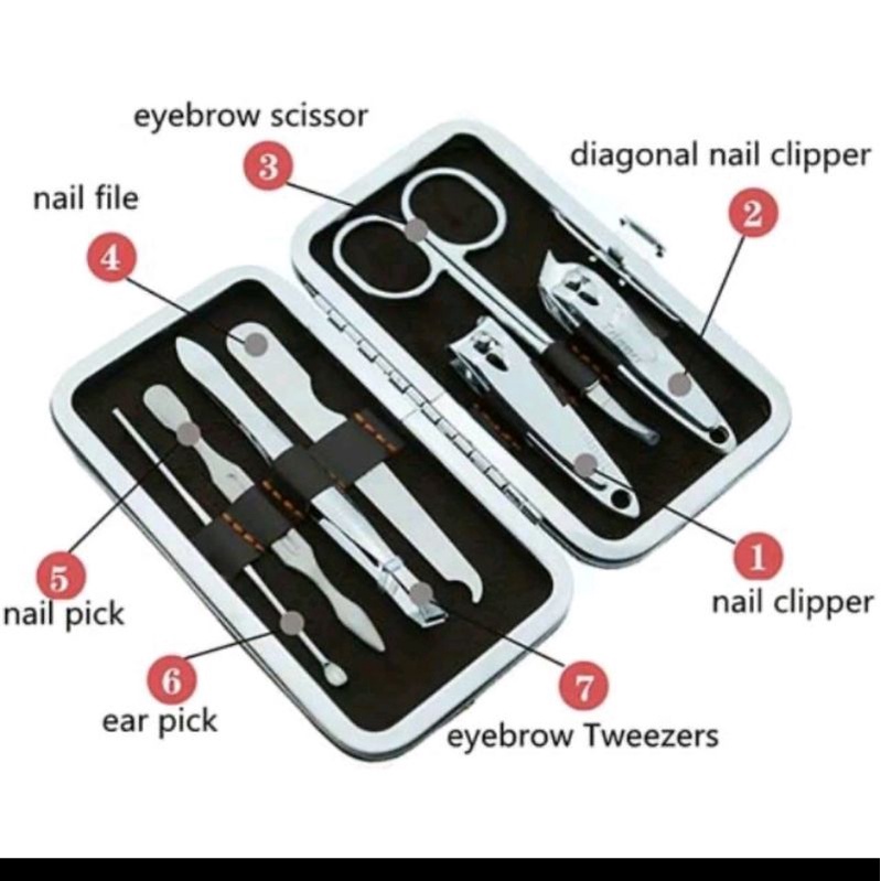 gunting kuku Set dompet 7 in 1 medicure pedicure tools