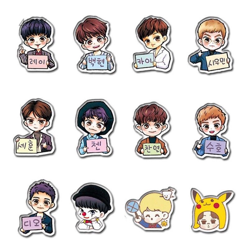 2021 KPOP EXO Stiker  Kartun  Anti Air untuk  Dekorasi Album 