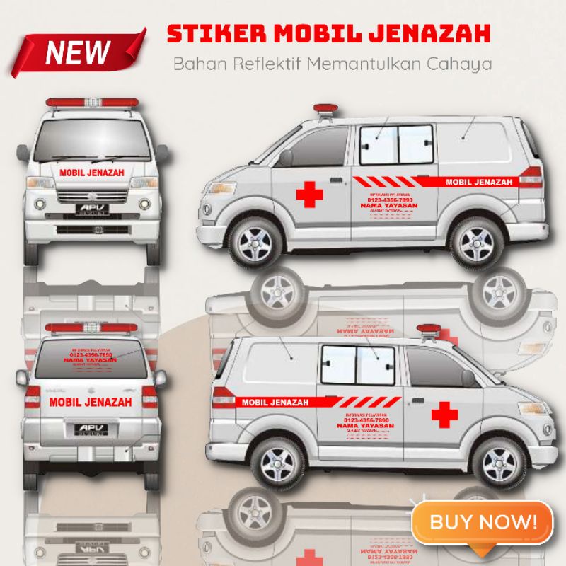 Stiker Mobil Ambulance Jenazah Mobil Apv granmak cutting sticker reflektif