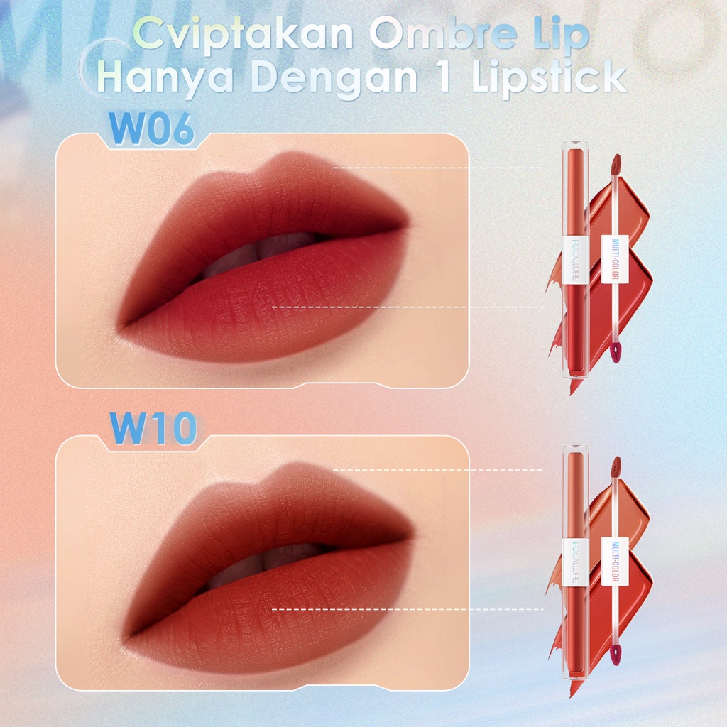 FOCALLURE 2 in 1 Lipstik Cair Matte Double Stick Tahan Lama Tahan Air Lip Glaze FA327-W [BUY 1 Giveaway 1 Lip Mask]