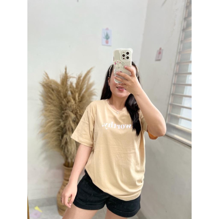 KAOS WORTHY | BAJU TUMBLR TEE SHIRT OVERSIZE DUSTY ROSE BLUE HITAM BEIGE | TUMBLR TEE | KOREA STYLE