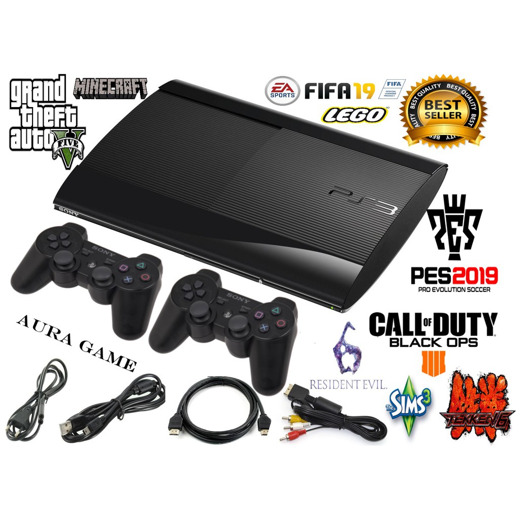 SONY PLAYSTATION 3 / PS3 SUPER SLIM OFW HARDISK 500GB FULL GAME  + 2 Stik
