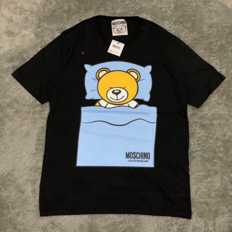TSHIRT KAOS MOSCHINO SLEEPING BEAR MIRROR HIGHT QUALITY