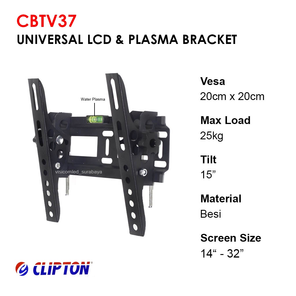 CLIPTON Bracket TV 15" - 37" FIX LCD LED TV Smart Android