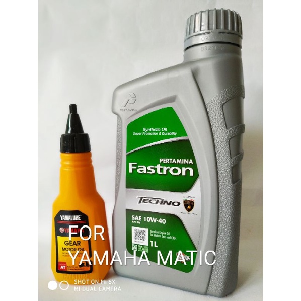 SALE - PAKET OLI FASTRON TECHNO HIJAU 1 L + YAMALUBE GEAR 100ML UNTUK SEMUA JENIS MOTOR YAMAHA MATIC