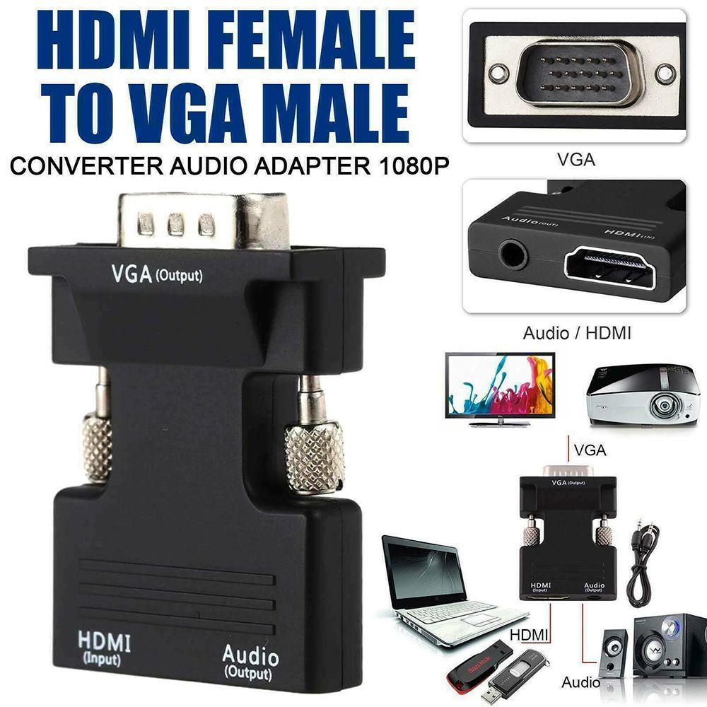 POPULAR Populer Kabel HDMI Ke VGA 1080P Untuk PC Laptop TV Monitor Proyektor Output Sinyal HDMI-Kompatibel Converter