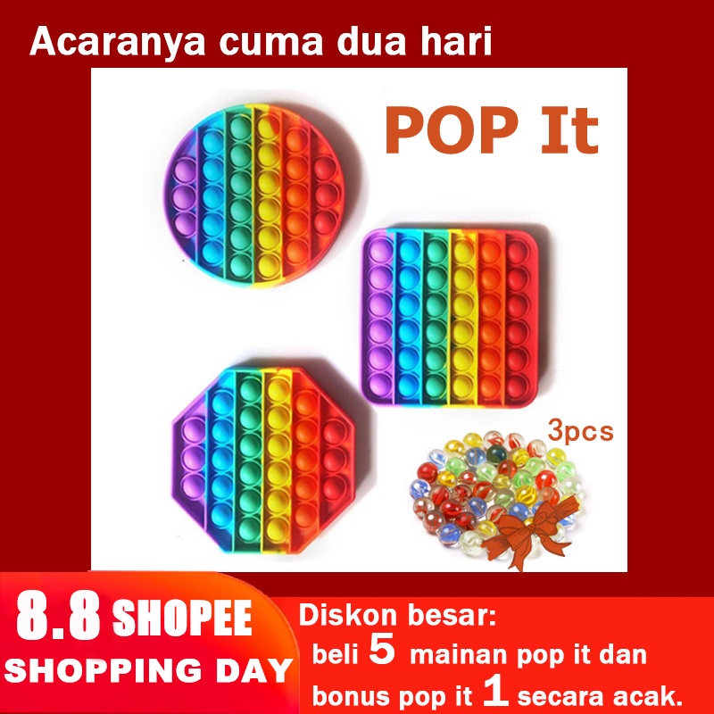 POP IT MURAH RAINBOW  fidget push Pop Its Fidget Toy Push bubble kids POPIT