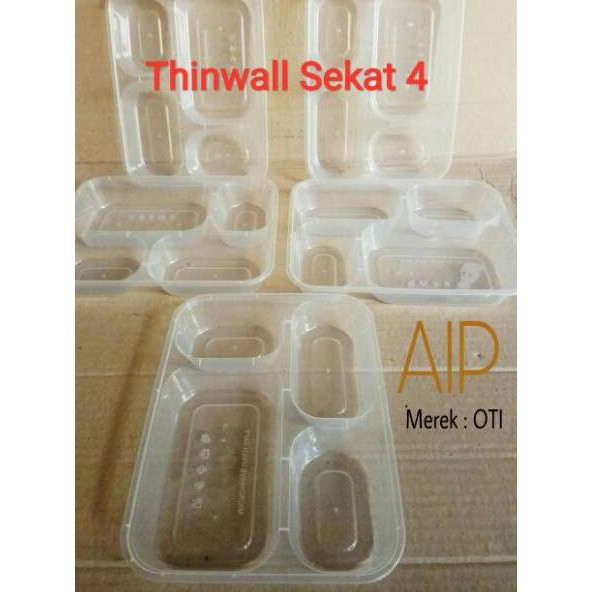 ➬ Thinwall Sekat 4 Thinwall Bento Food Container Box Makan Plastik ☑