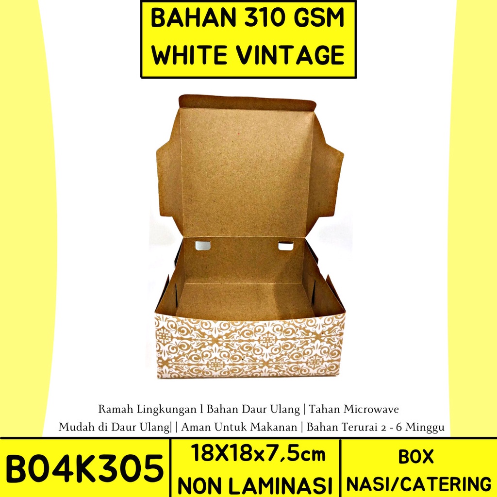 Box Nasi Kotak Dus Catering Box Nasi 18x18 (B4K35-18X18X7.5 Cm)