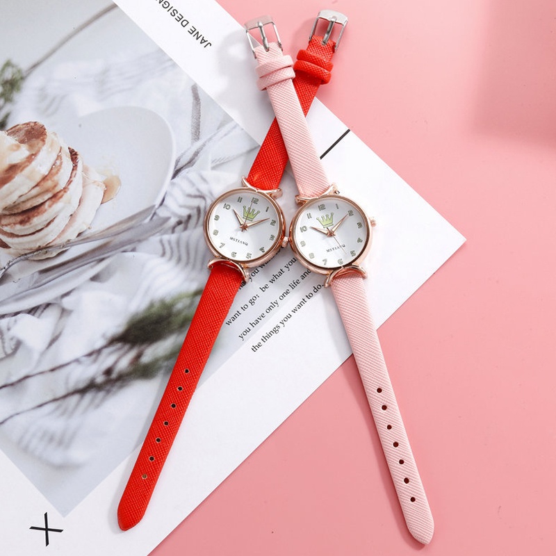 SANGCAKRA COD - Jam Tangan Wanita Quartz Analog Fashion Gaya Korea Motif Mahkota Terbaru 2022 - JW49