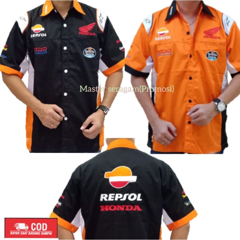 kemeja otomotif bordir baju komunitas f1 MotoGP honda Repsol