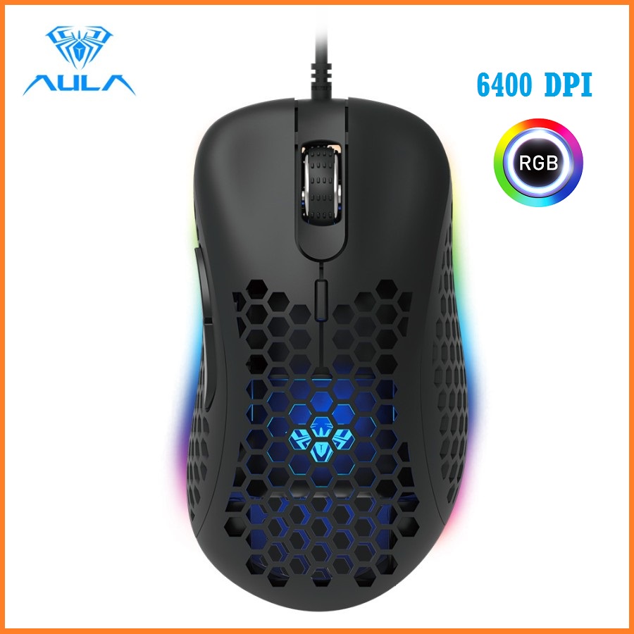 Aula WIND F810 Marco Mouse Gaming Optical 6400dpi Desain Sarang Lebah