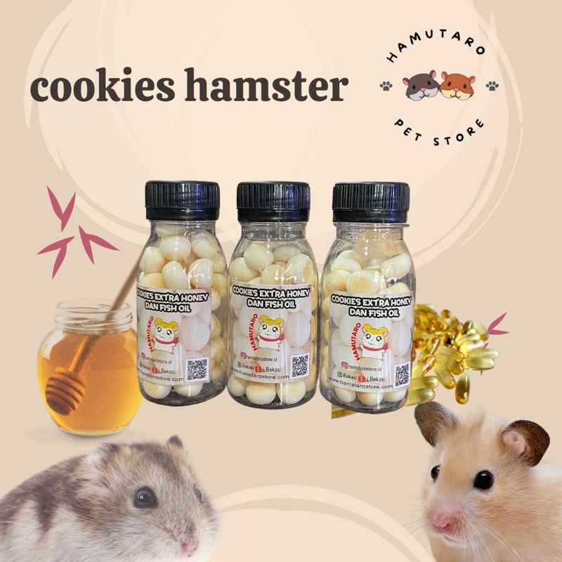 Snack Camilan Hamster , snack Sugar glider Cookies Honey &amp; Fish Oil