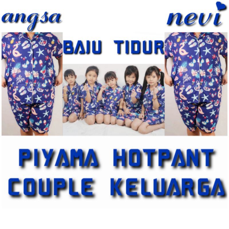 PIAMA BAJU TIDUR HOTPANTS PENDEK bisa couple mom and kids karakter flaminggo nevy / PIYAMA PAJAMAS