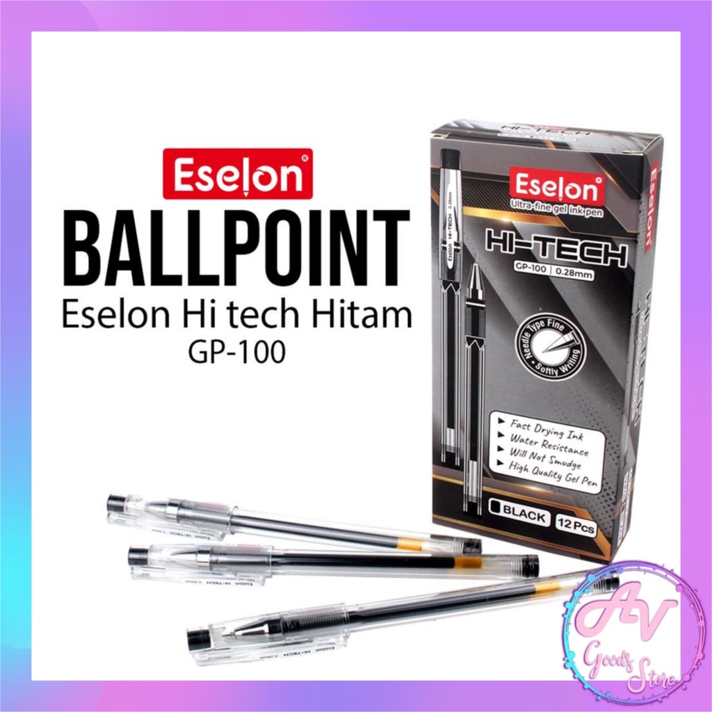 

Ballpoint Hi-Tech Eselon 0.28mm GP100 (12pcs) / 1Lusin Pulpen Gel Hitech / Bolpen Gel