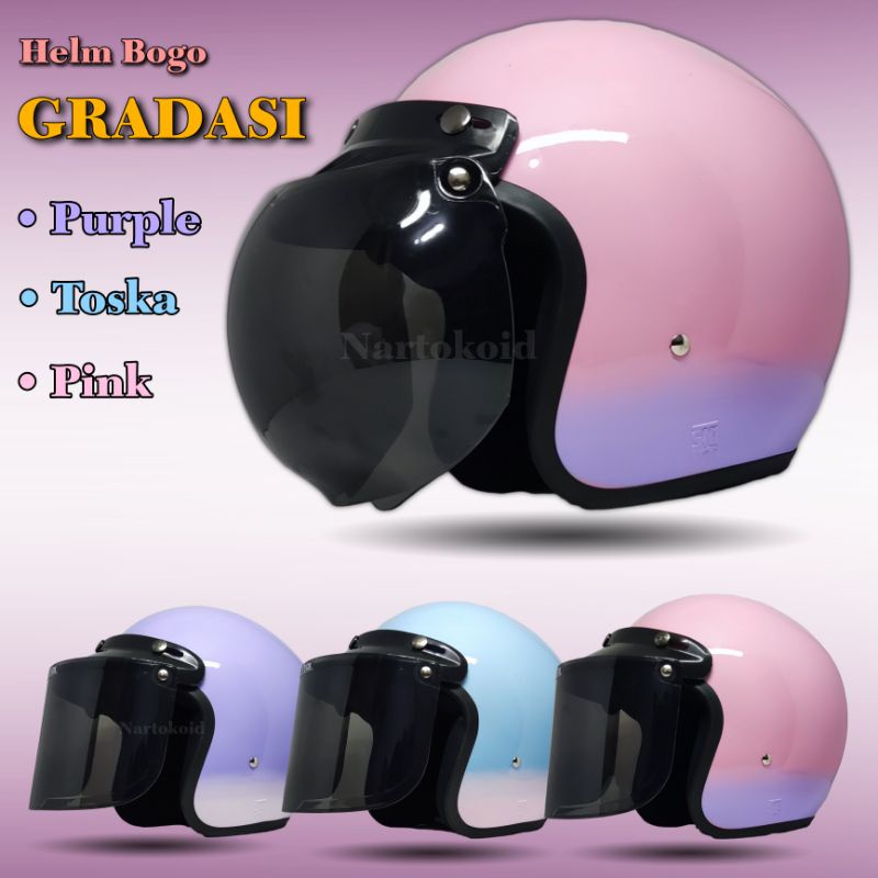 Helm Bogo Wanita Gradasi Helm Viral Full Leher SNI 16 maret