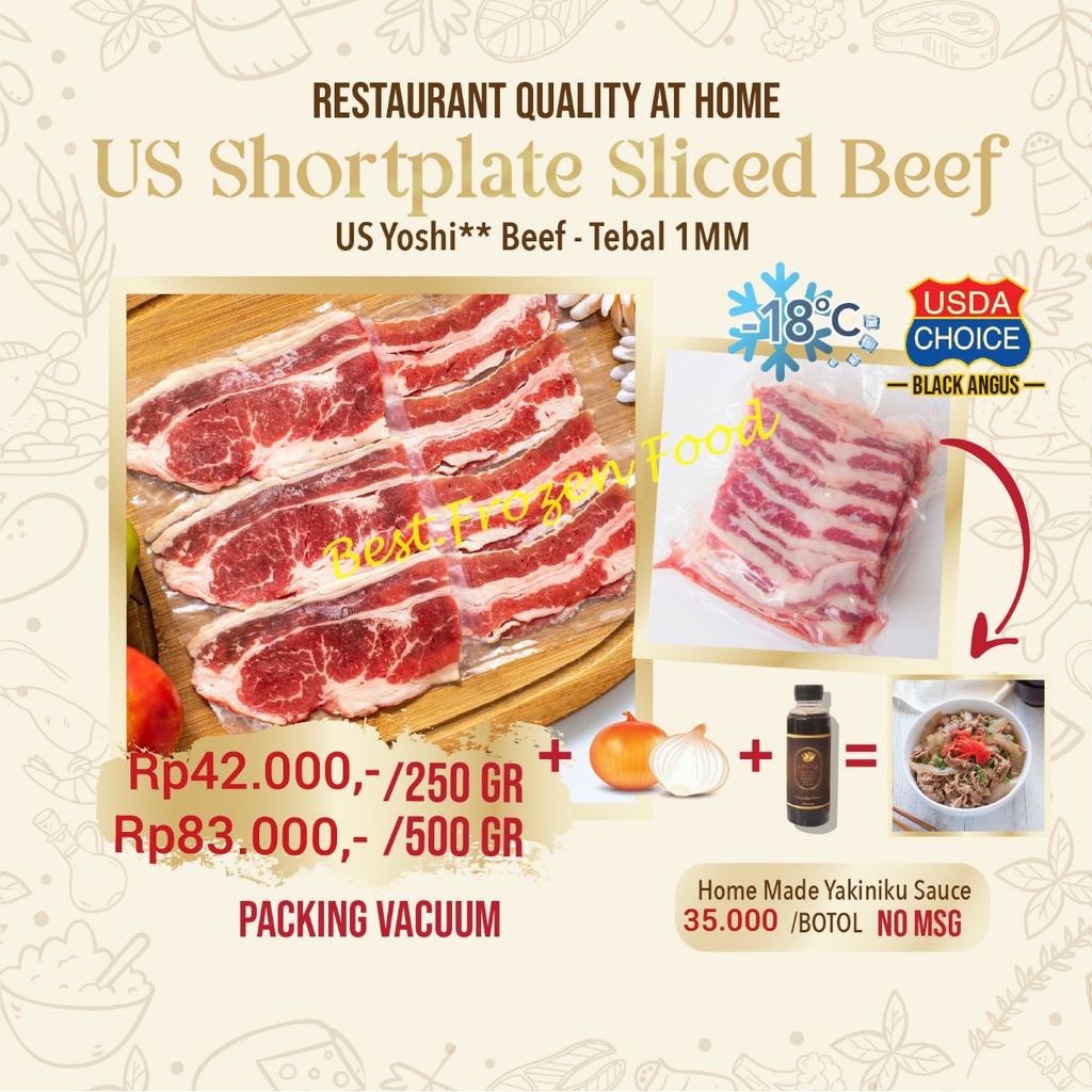 

Frozen US Shortplate Sliced Beef 1mm (250gr / 500gr)