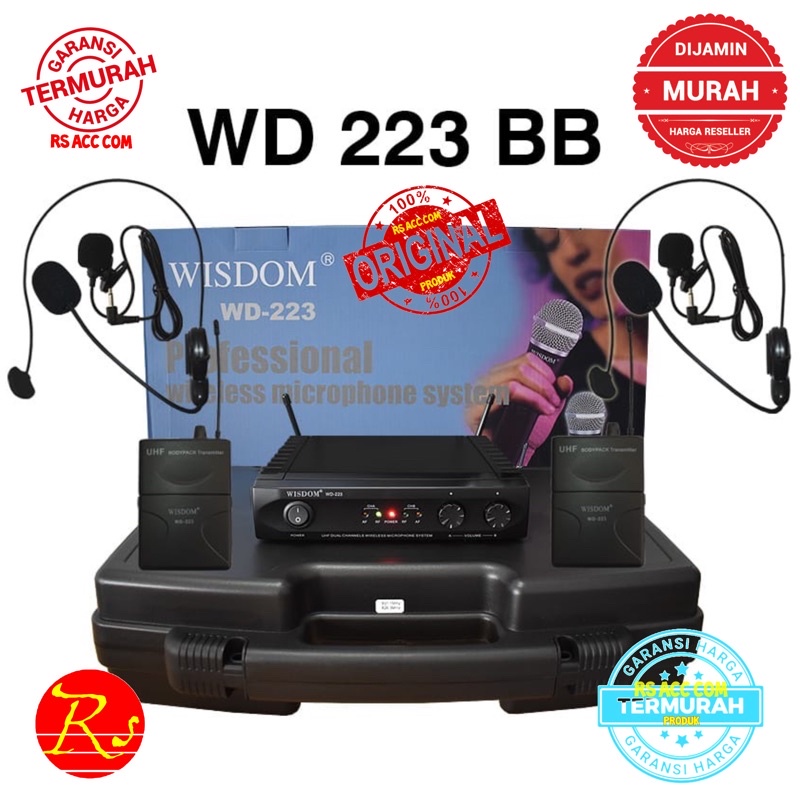 Mic Wireless Wisdom WD 223 Pegang -Clip on - Headset resmi pt