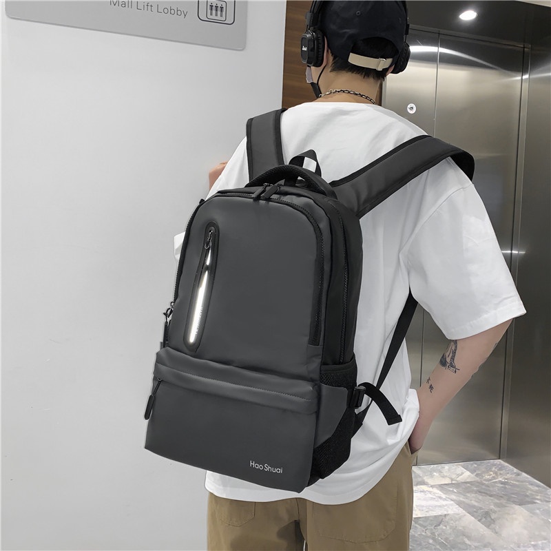 Tas Ransel Pria HAOSHUAI 3409 Tas Laptop Pria Anti Air Bahan Dolby Lotto Coated