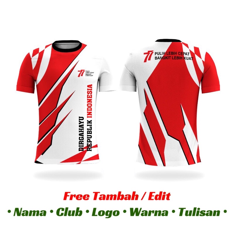 Baju Jersey Sepeda Bulutangkis Lari Voli Merah Putih Agustusan | HUT RI 77 DIRGAHAYU INDONESIA