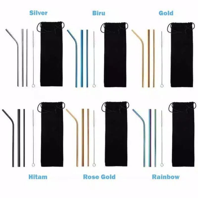 

5in1 Set Sedotan Stainles + Pouch + Sikat