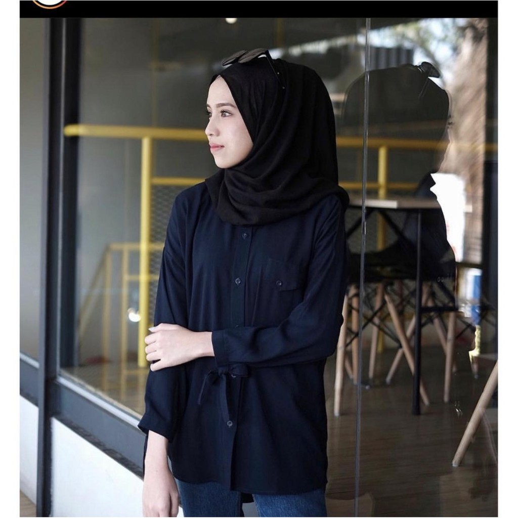 BDG STYLE KEMEJA BASIC LENGAN PITA LENKA  -COD