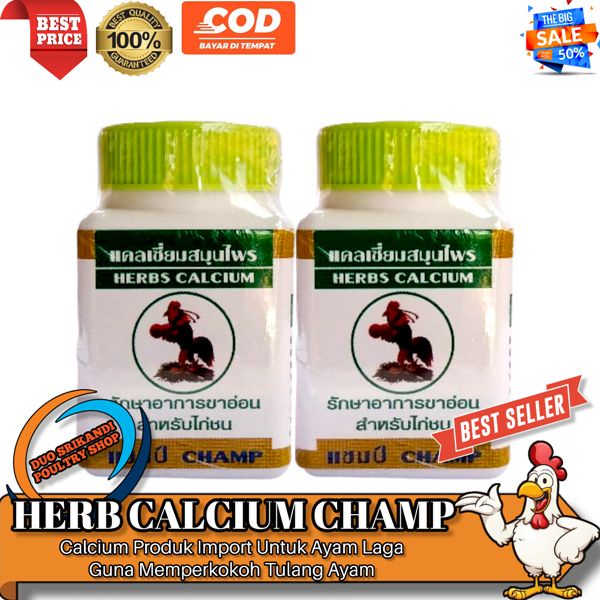 Herbs Calcium Kaplet Bangkok Thailand Import Kalsium / Kalk Herb Calcium Ayam Laga  isi 50